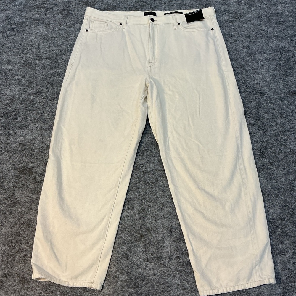 Banana Republic Hugh Rise Barrel Taper Trendy Viral White Jeans